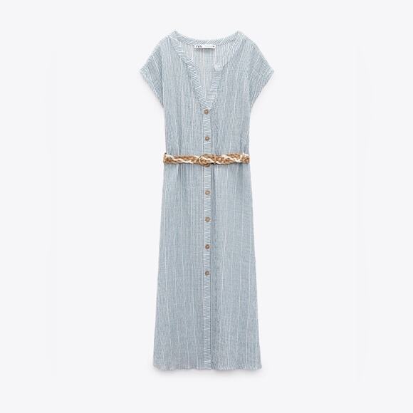 ZARA STRIPED MIDI DRESS - Picture 6 of 8